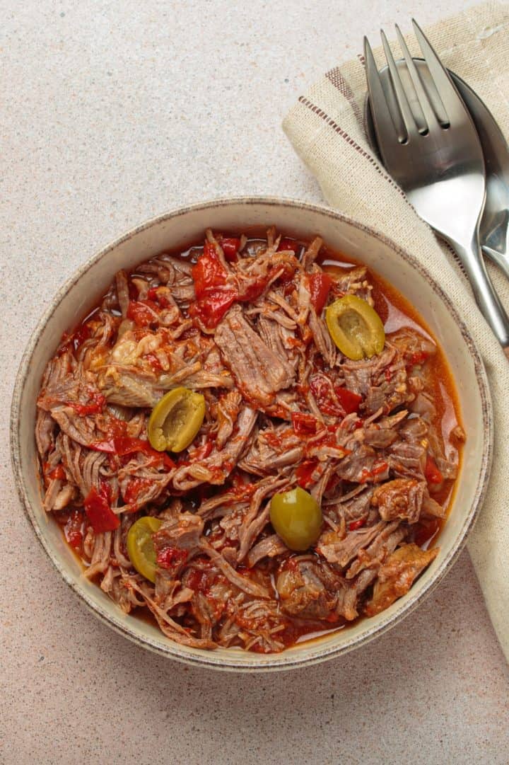 Ropa Vieja Cubana in a bowl