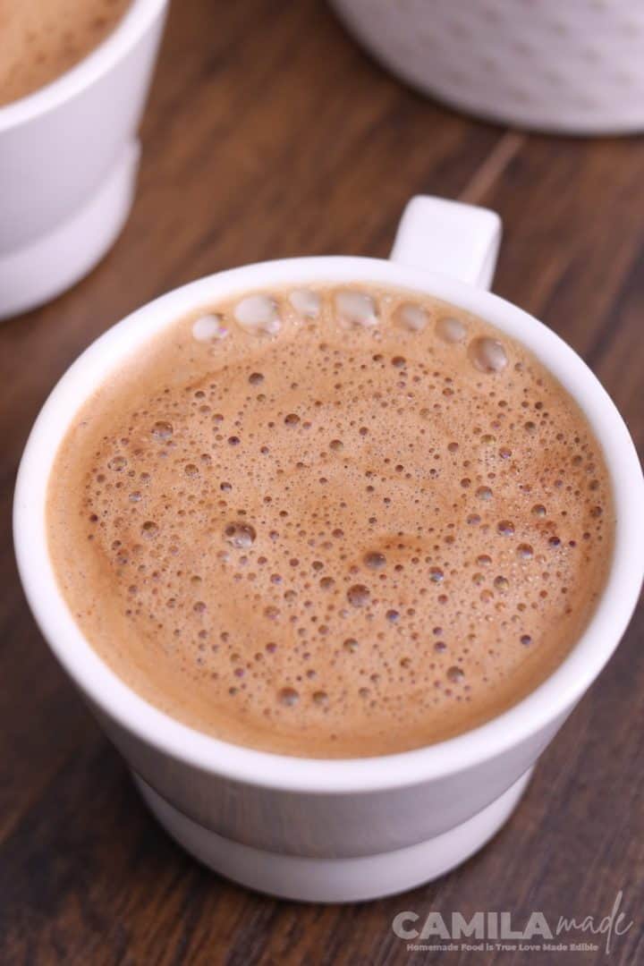 Chocolate Caliente Mexicano in a cup Side View