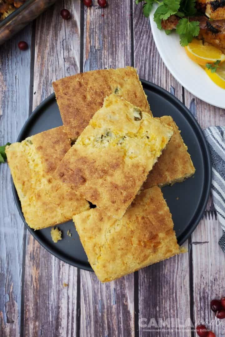Jalapeño Cheddar Cornbread top view