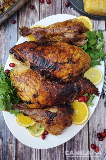 Pavo al Horno in a plate