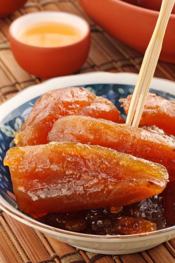 Camote Glaseado (also known as Candied Sweet Potatoes) in a bowl