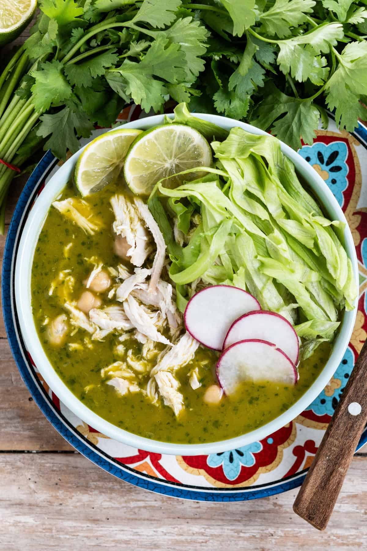 Pozole Verde de Pollo top view