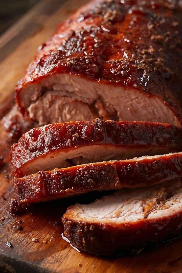 pierna de puerco adobada sliced into thick,