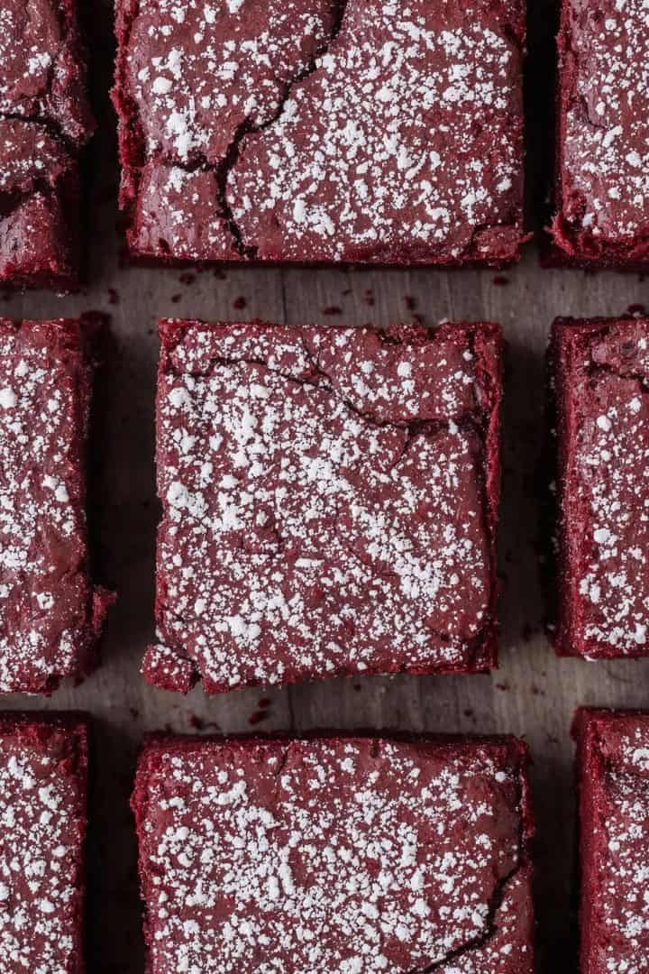 Brownies de Red Velvet close up