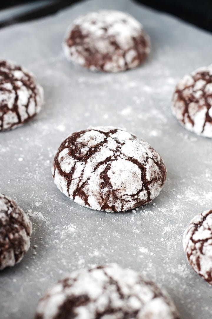 Chocolate Crinkle Cookies side view