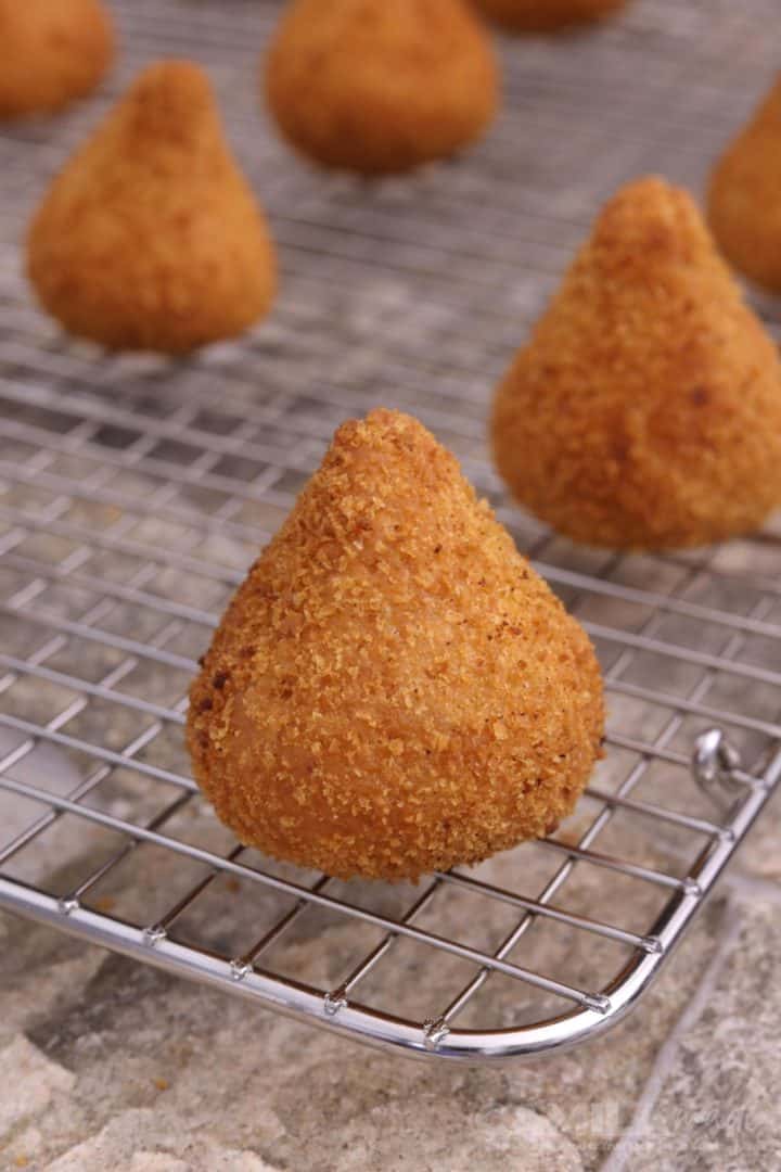 Coxinha in a rack