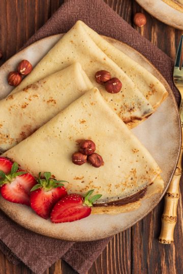 Crepas dulces with nutella top view