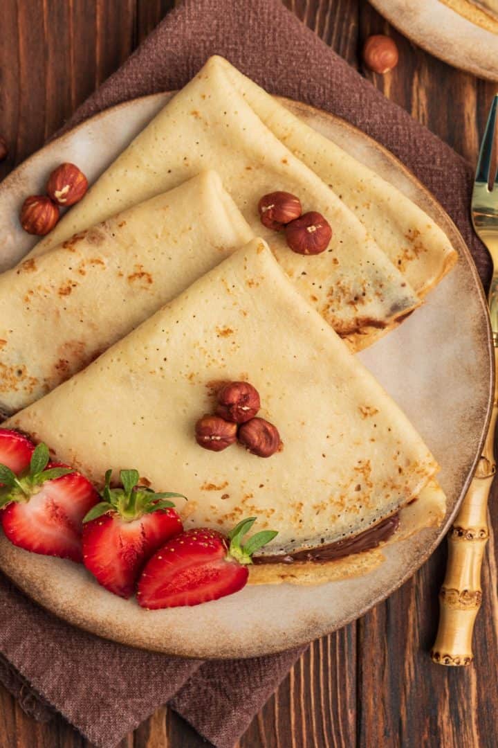 Crepas dulces with nutella top view