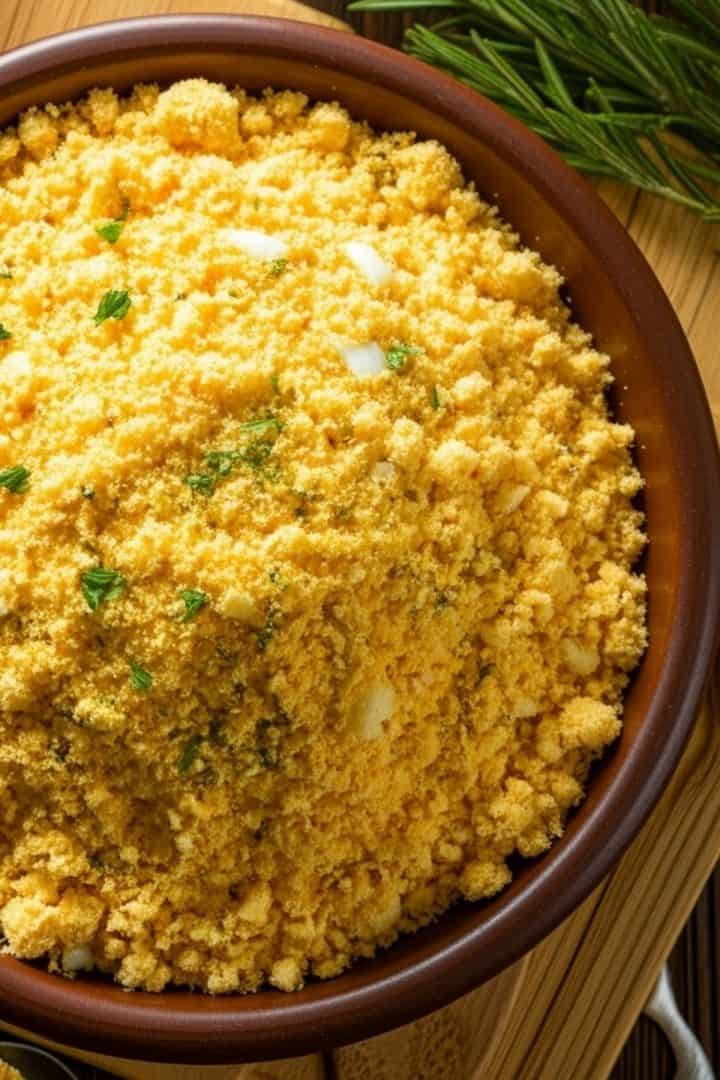 Farofa de Ovo in a bowl