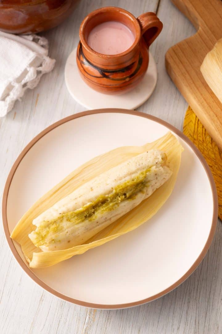Green Tamales with a side of Atole