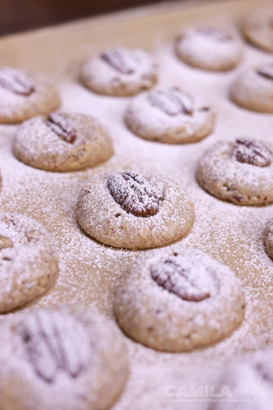 Polvorones Mexicanos in a sheet pan