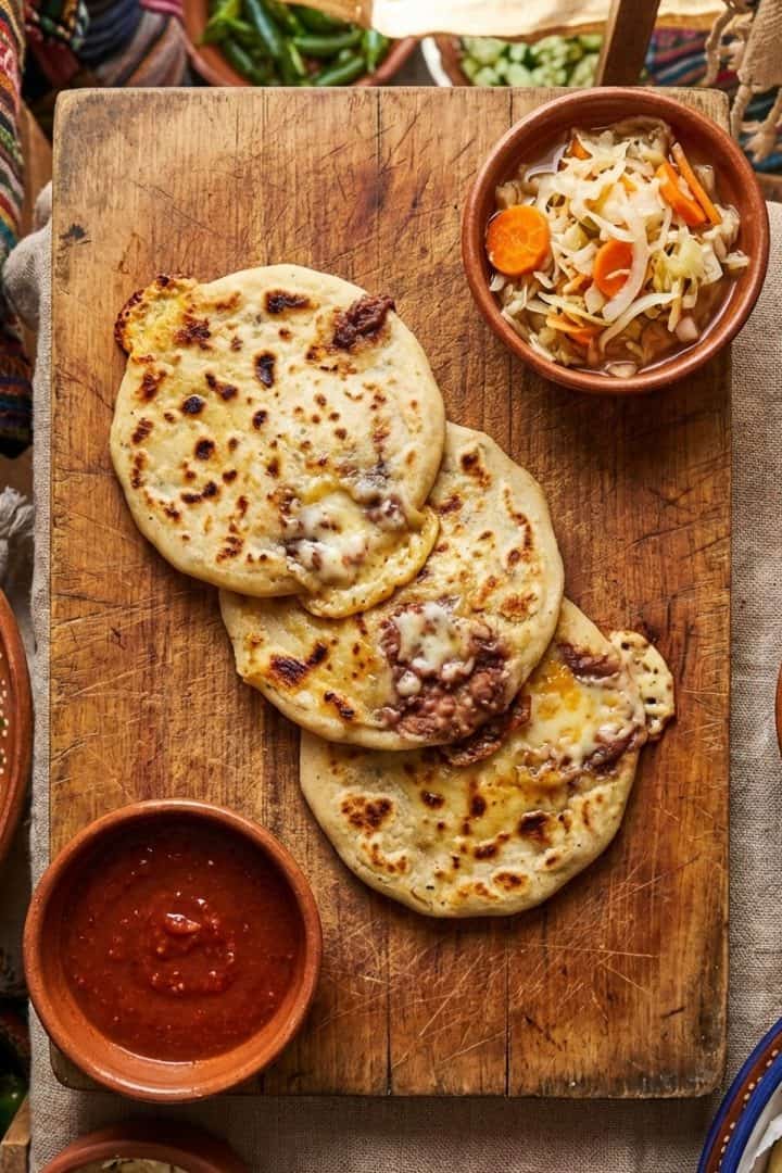 Pupusa de Frijol con Queso top view
