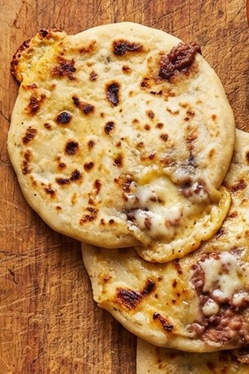 Pupusa de Frijol con Queso 5 Pupusa de Frijol con Queso top view close up