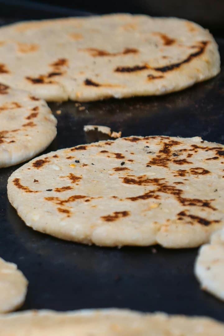 Pupusas in the flat top
