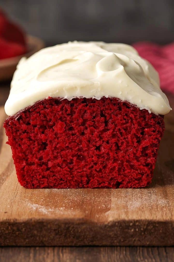 Red Velvet Loaf Cake with cream cheese