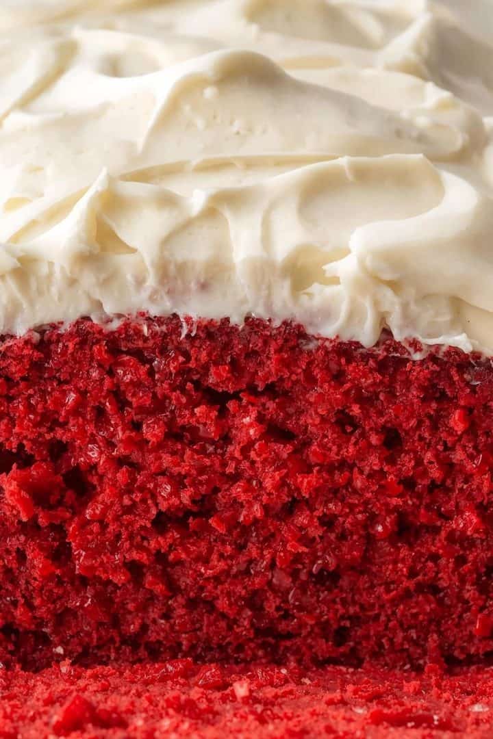 Red Velvet Loaf Cake with cream cheese frosting