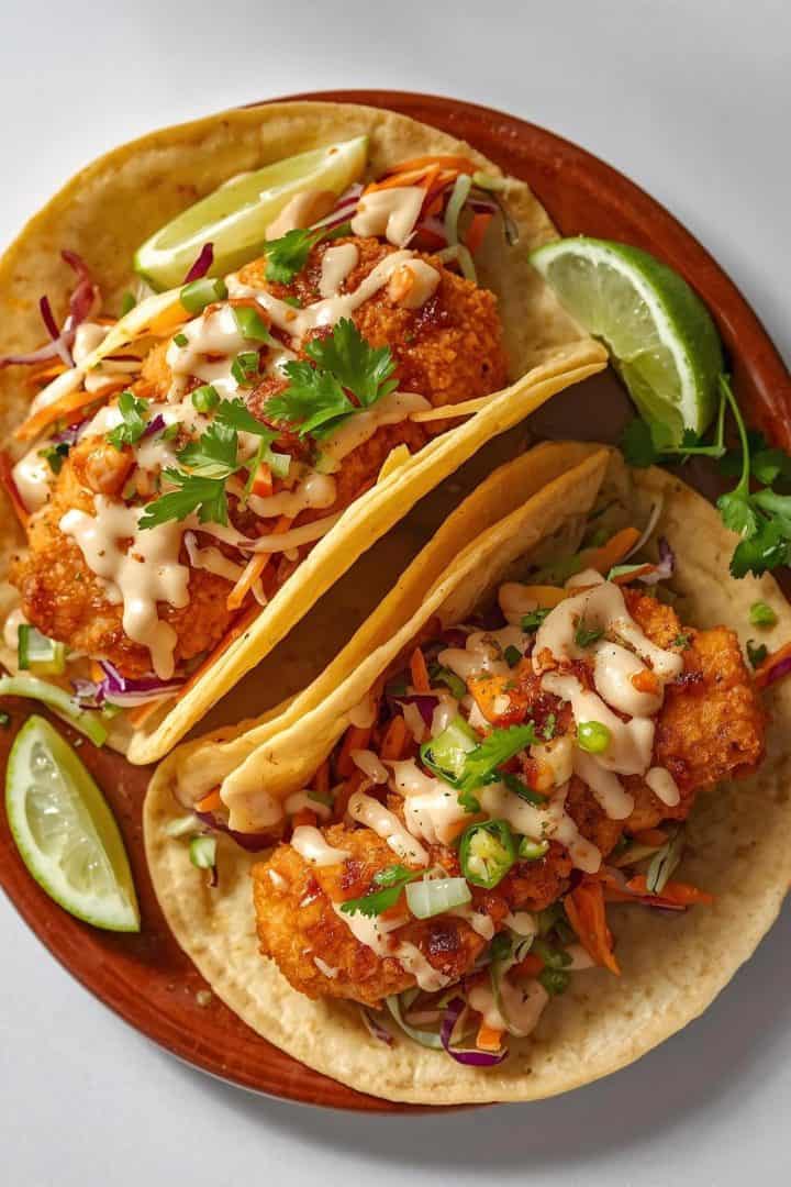 Tacos de Pescado close up top view