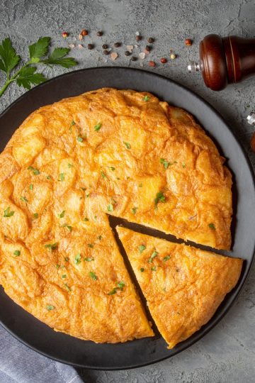 Tortilla Española sliced top view