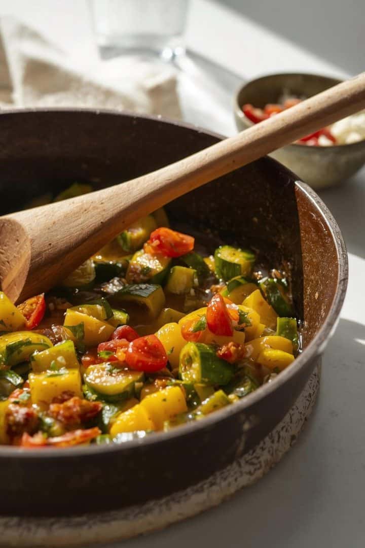 Calabacitas a la Mexicana in a skillet