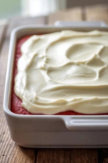Red Velvet Cake in a baking dish
