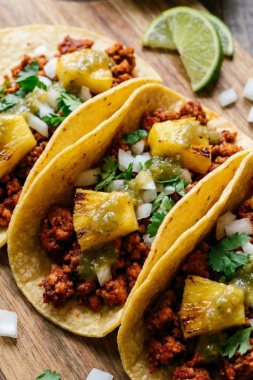 Tacos de Carne Molida Al Pastor close up