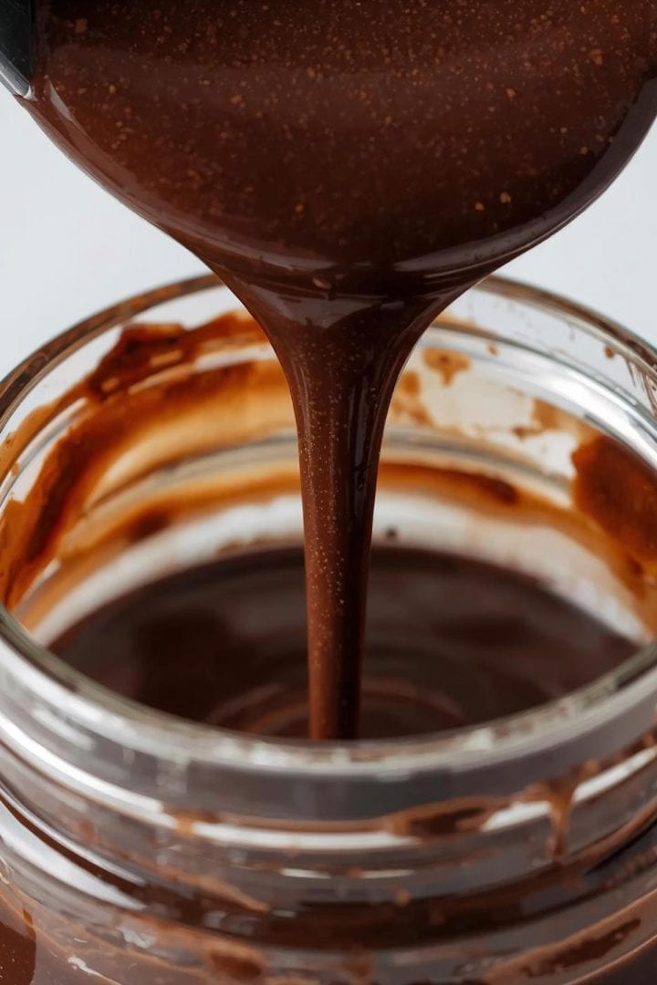 Salsa de Chocolate 9 Salsa de Chocolate chocolate sauce pouring in and jar