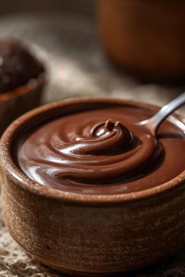 A close-up food photograph of Brigadeiro de Colher