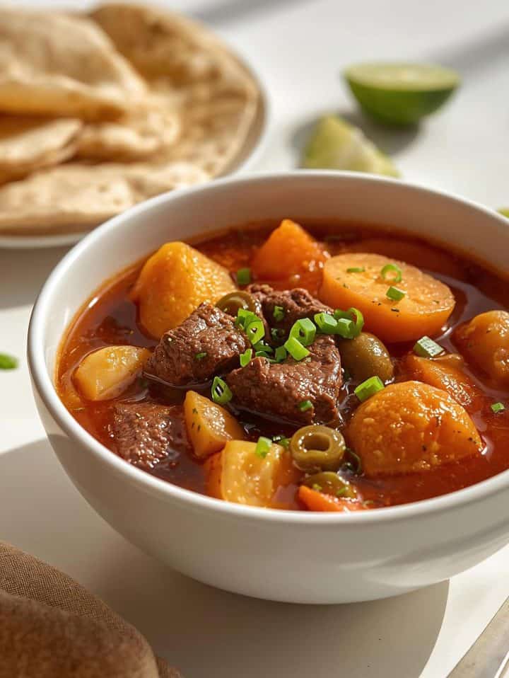 Carne Guisada de Res 10 carne guisada de res in a white bowl