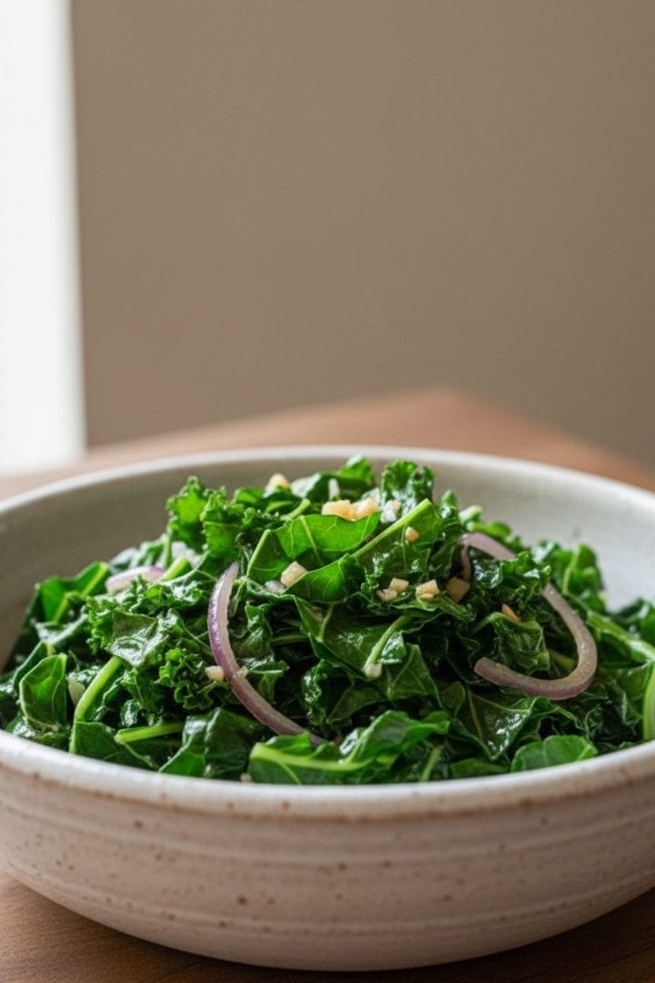 Couve refogada in a bowl