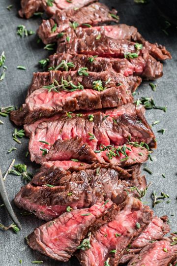 Mexican Carne Asada in a plate slices
