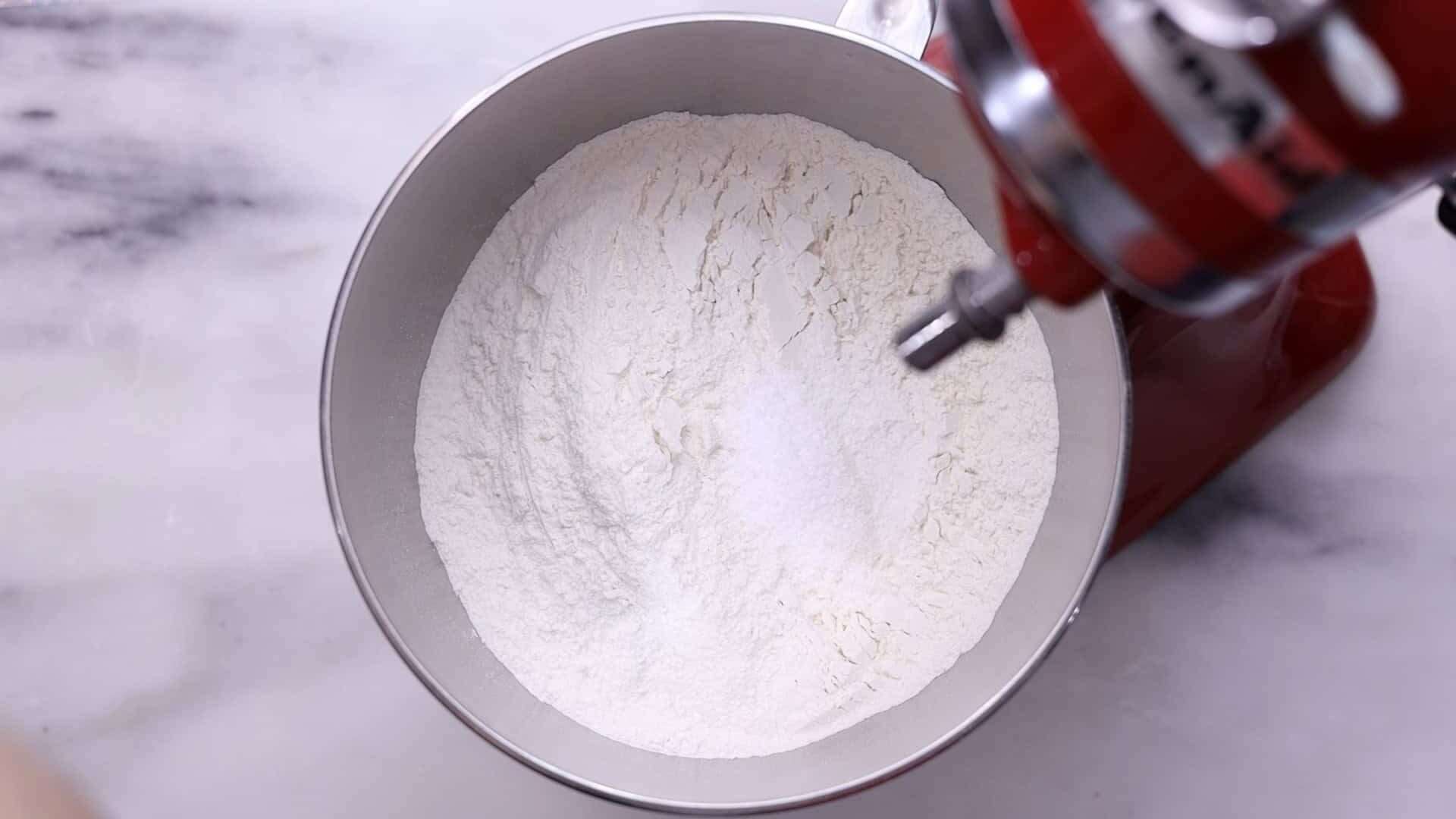 combine flour, salt, sugar, anise seeds, and instant dry yeast. ¼