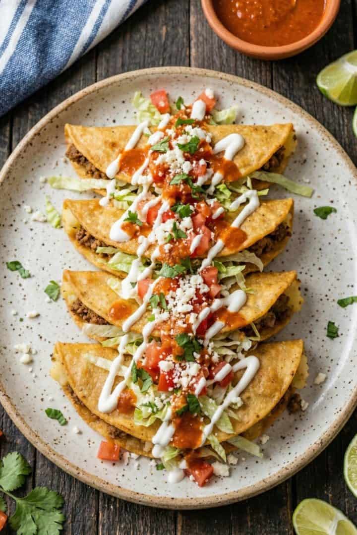 Tacos Dorados de Carne Molida y Papa