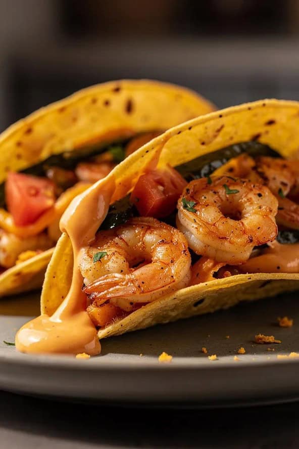 Tacos Gobernador al Chipotle close up side view