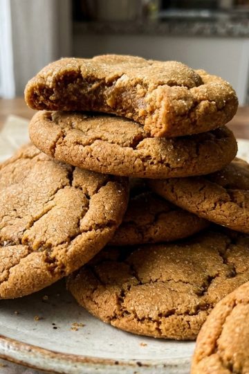 macro brown sugar cookies in a plate