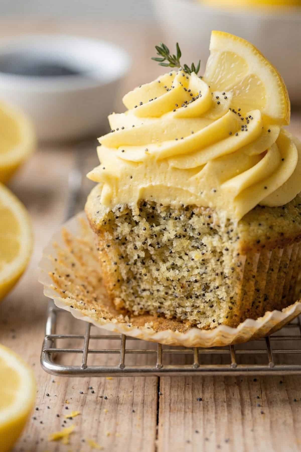Lemon Poppy Seed Cupcakes profile side