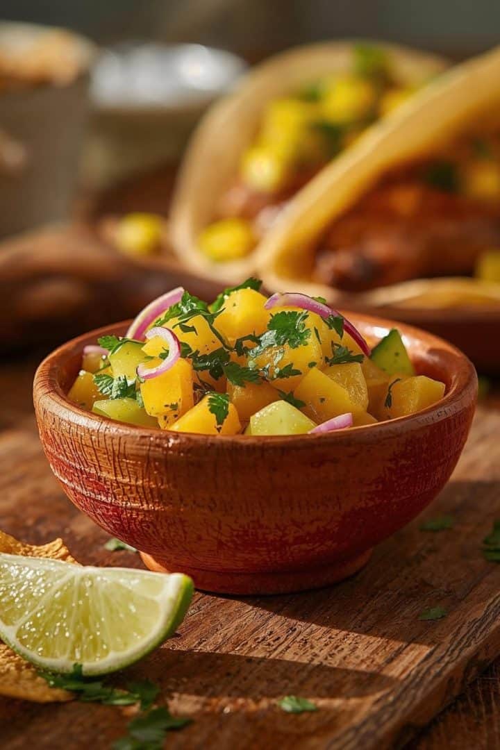 Mango Cucumber Salsa 11 Mango cucumber salsa side view