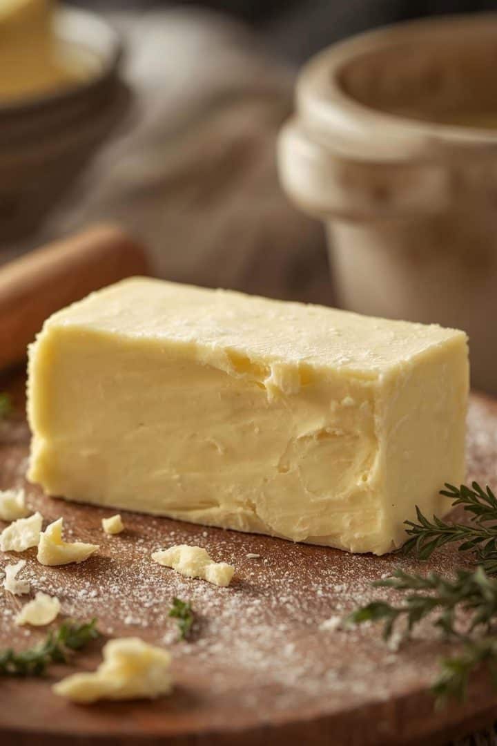 Mantequilla (Homemade Butter) in a wooden board