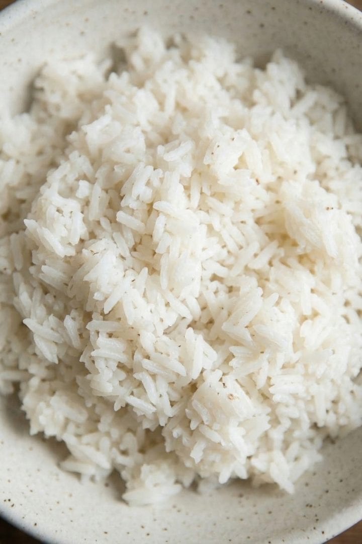 Rice with Coconut Milk top view macro