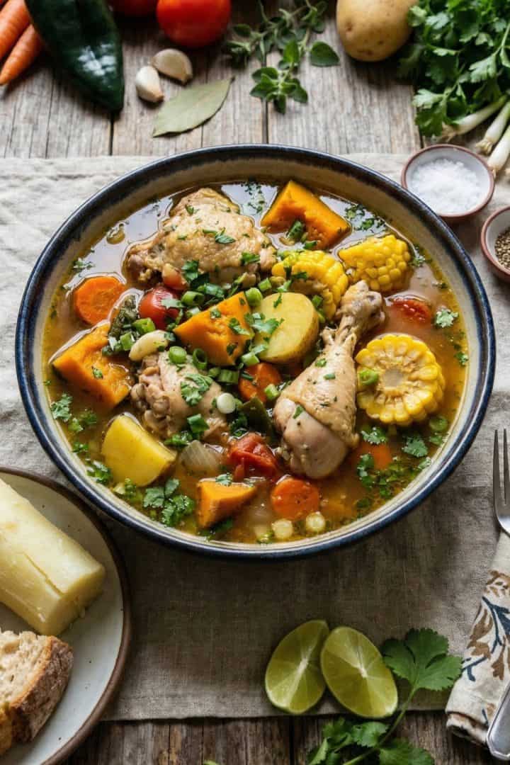 Sopa de pollo side view