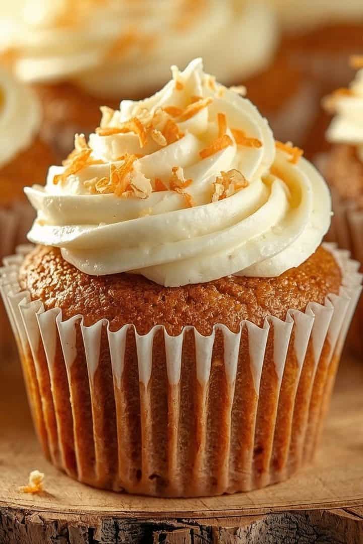 carrot cake cupcakes close up
