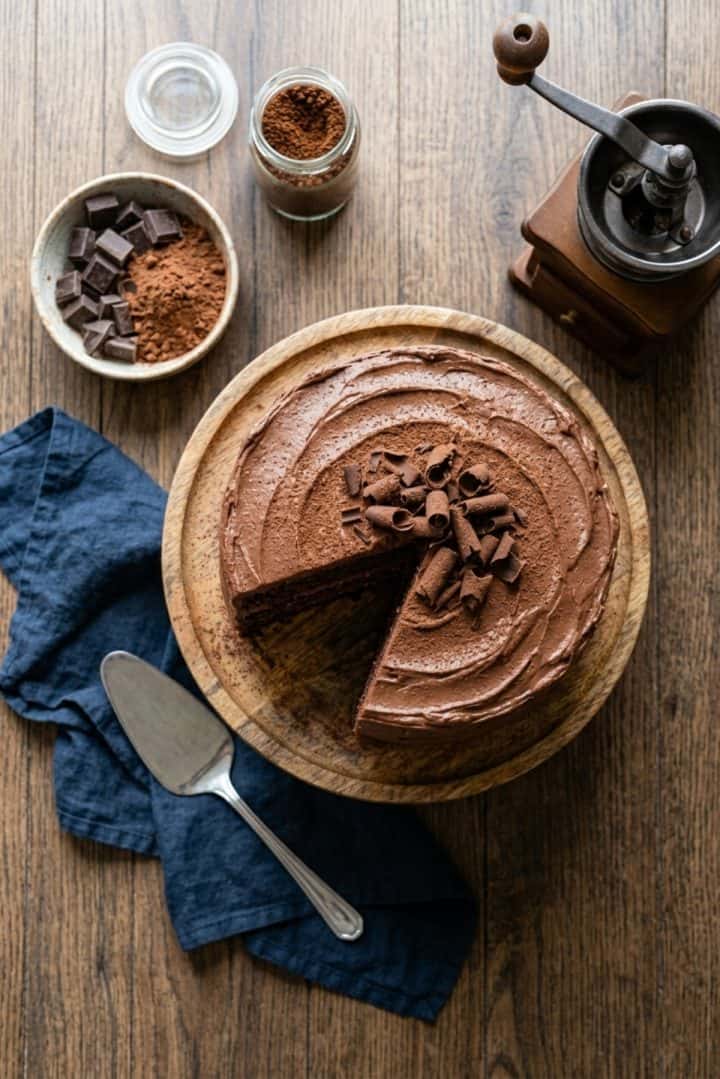 Chocolate Cake For Layering 5 Chocolate cake for layering Overhead shot