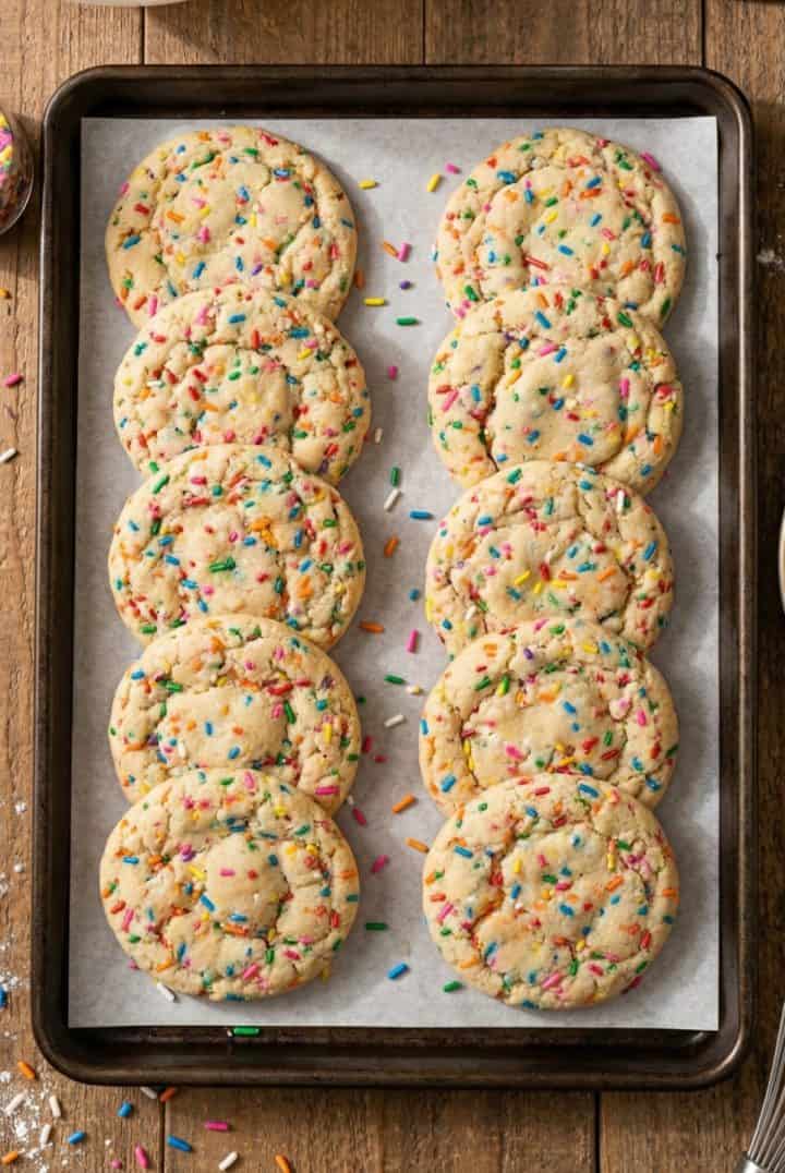 Funfetti Cookies 5 Funfetti Cookies in a sheetpan