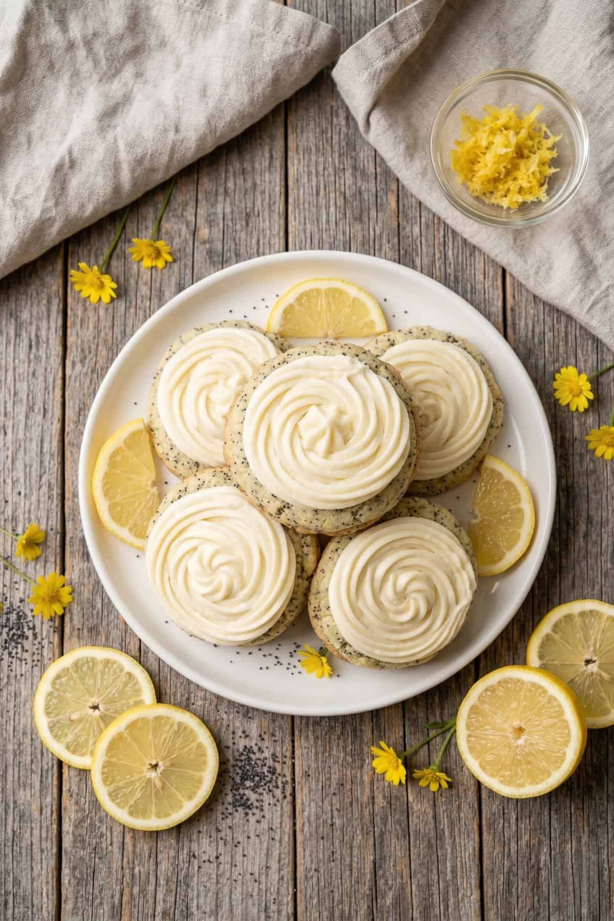 Lemon Poppy Seed Cheesecake Cookies top view