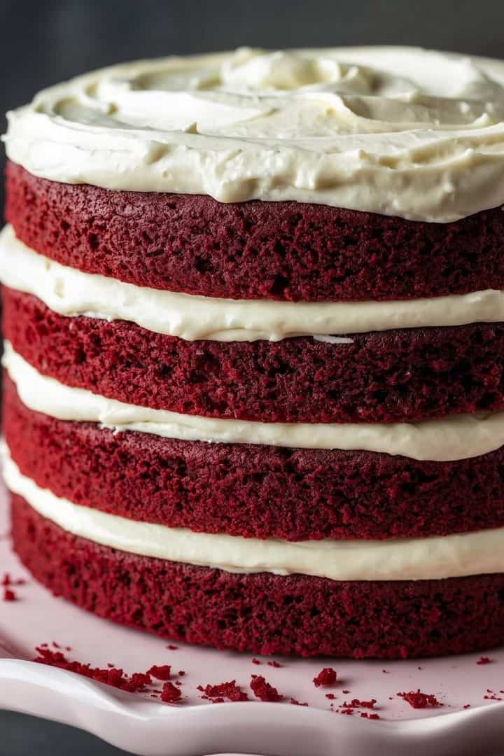 Four-layer red velvet cake