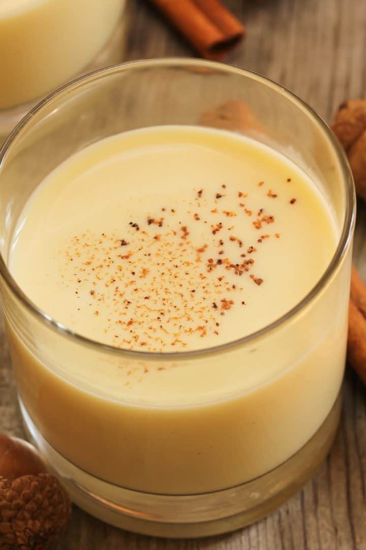 Non Alcoholic Eggnog Drinks in a glass